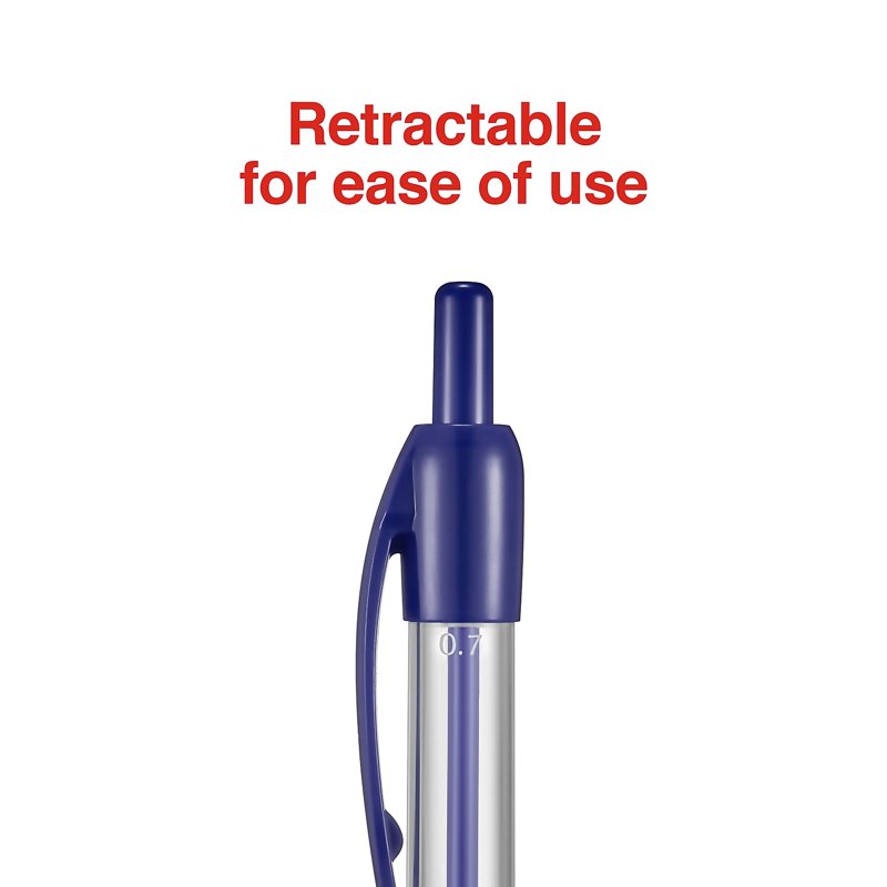 Staples Fine Point Blue Ballpoint Pens 0.7mm Retractable 12-Pack