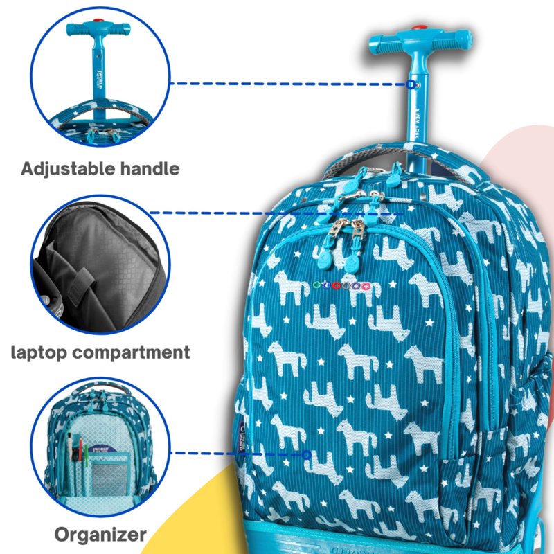Kids Rolling Backpack and Lunch Bag Set - 18 Inch Pony or Sprinkle Colors