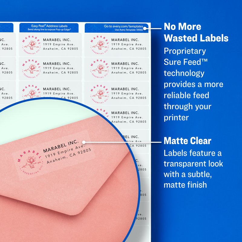 Clear Address Labels 1-1/3 x 4 inches, 350 Sheets, Permanent Adhesive