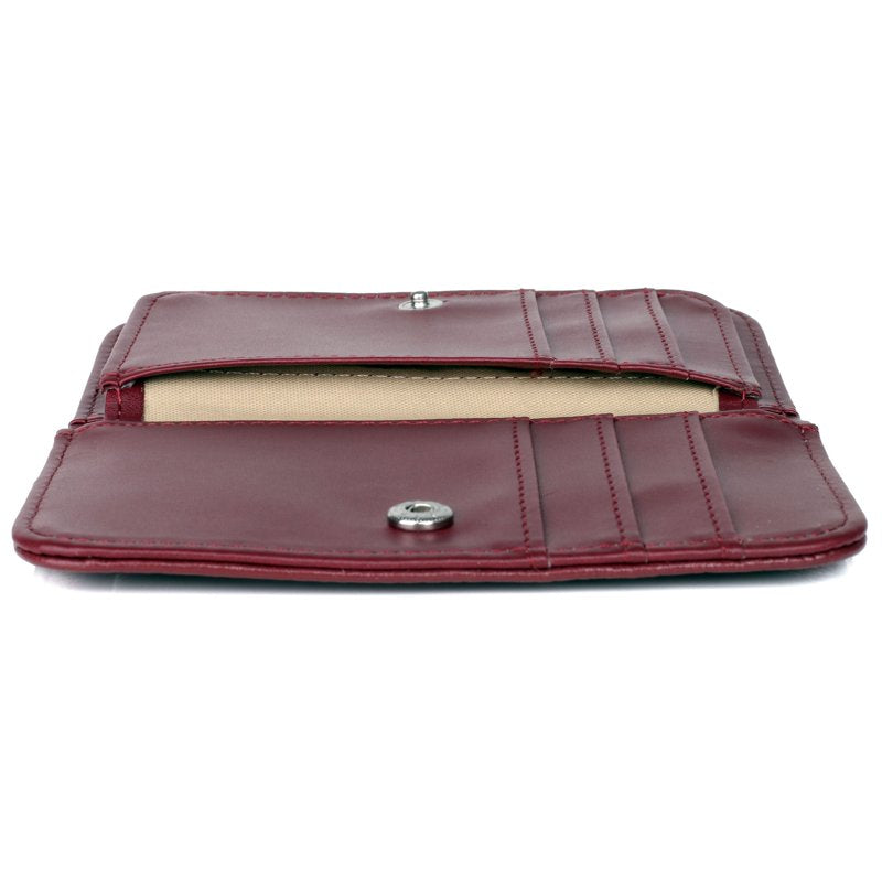 Leather Card Case for Women with Snap Closure - Multiple Colors