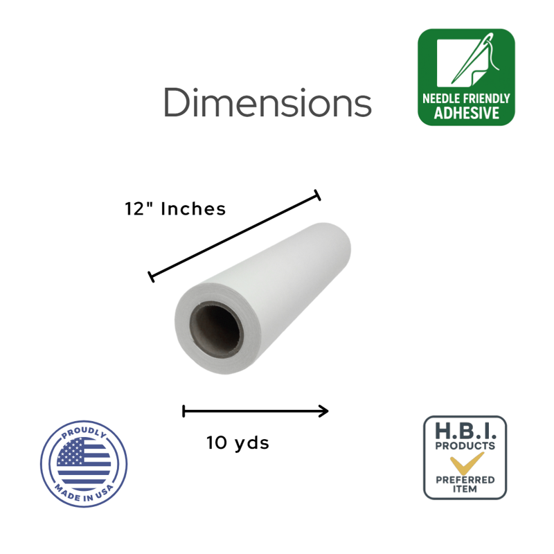 Self Adhesive Tear Away Embroidery Stabilizer Roll 12x10 Yards for Machine Embroidery - Peel & Stick