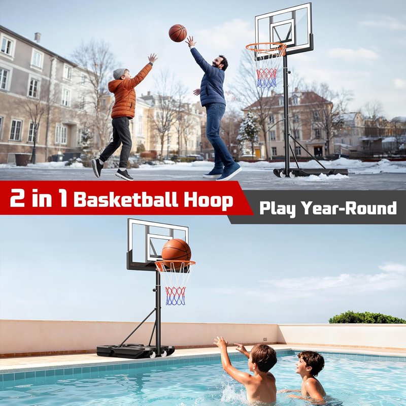 Portable Basketball Hoop with Adjustable Height 3.3-10 FT for Outdoor & Indoor Play