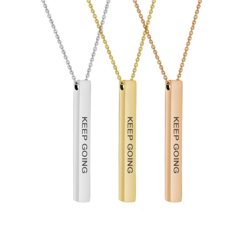Inspirational Quote Necklace for Women - Gold Stainless Steel Motivational Pendant