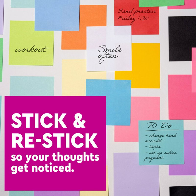 Post-it Super Sticky Notes 3x3 Purple 5 Pads - Repositionable & Bright Reminder Notes