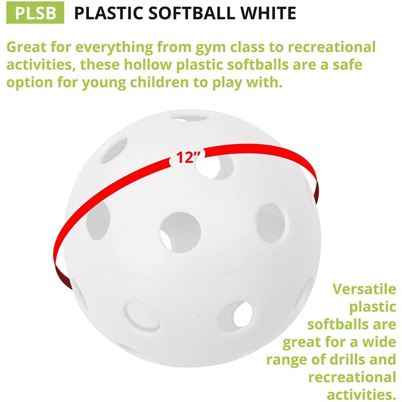 12-Inch Plastic Softballs - Lightweight Durable Softball Equipment for Youth & Recreational Play