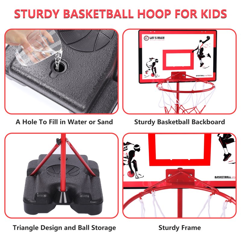 Kids Adjustable Basketball Hoop for Toddlers & Kids 3-8 - Indoor & Outdoor Toy