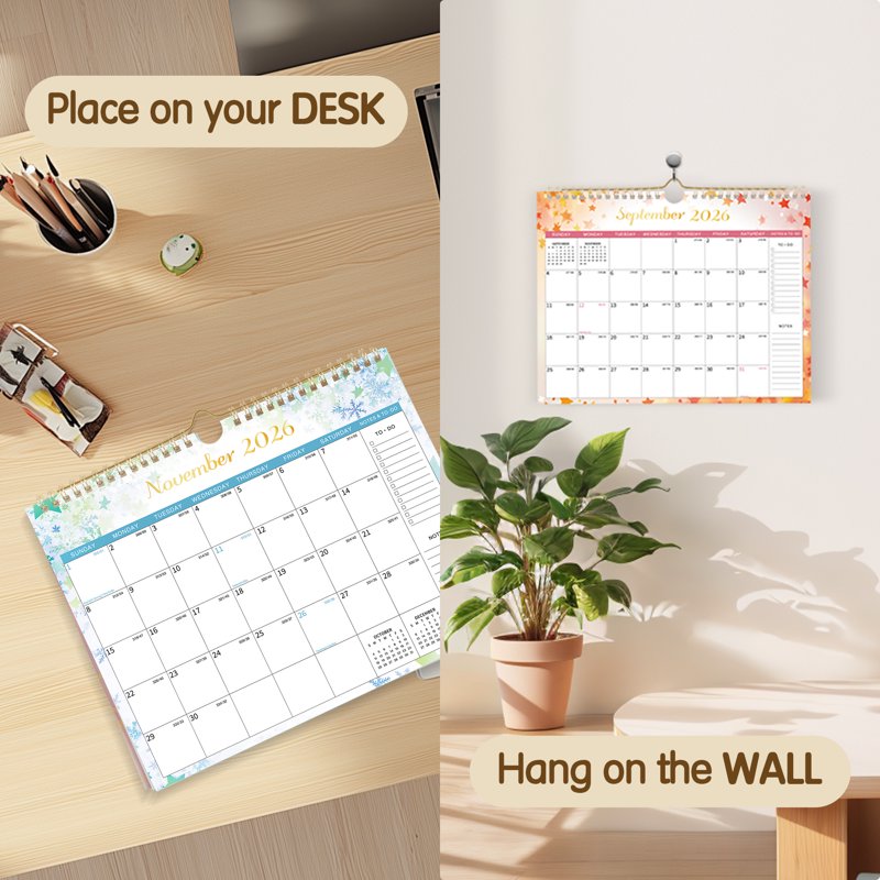 2026 Wall Calendar - Monthly Planning Organizer with Julian Dates & Colorful Design