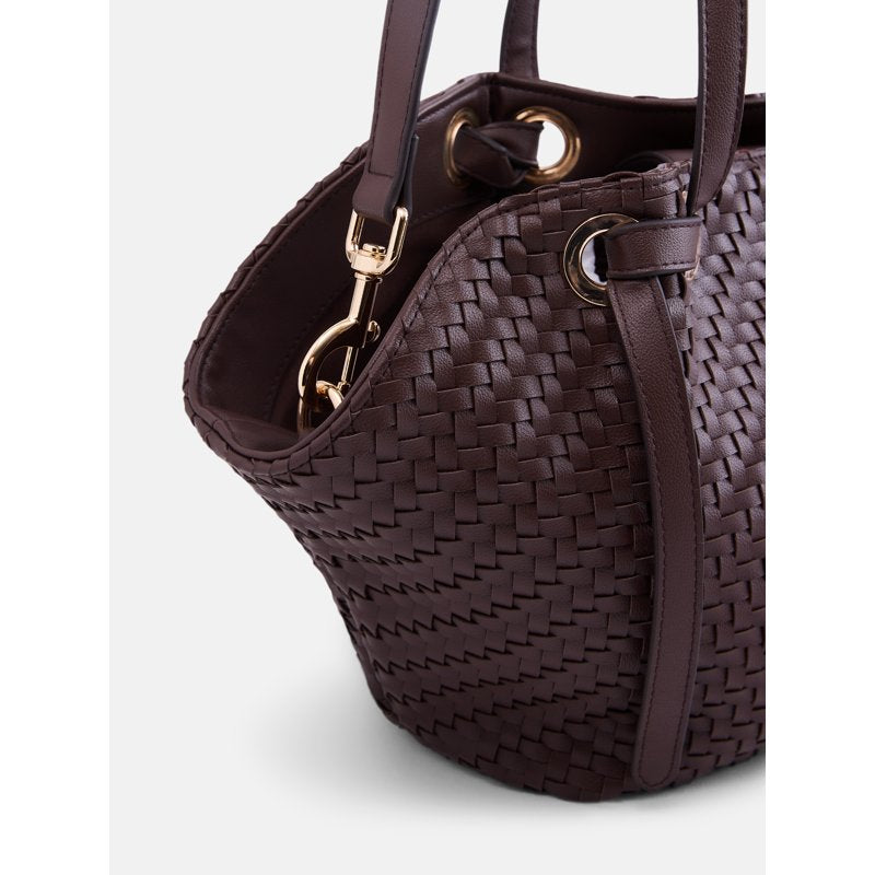 Women's Mini Clam Tote Bag - Stylish Woven Compact Carryall