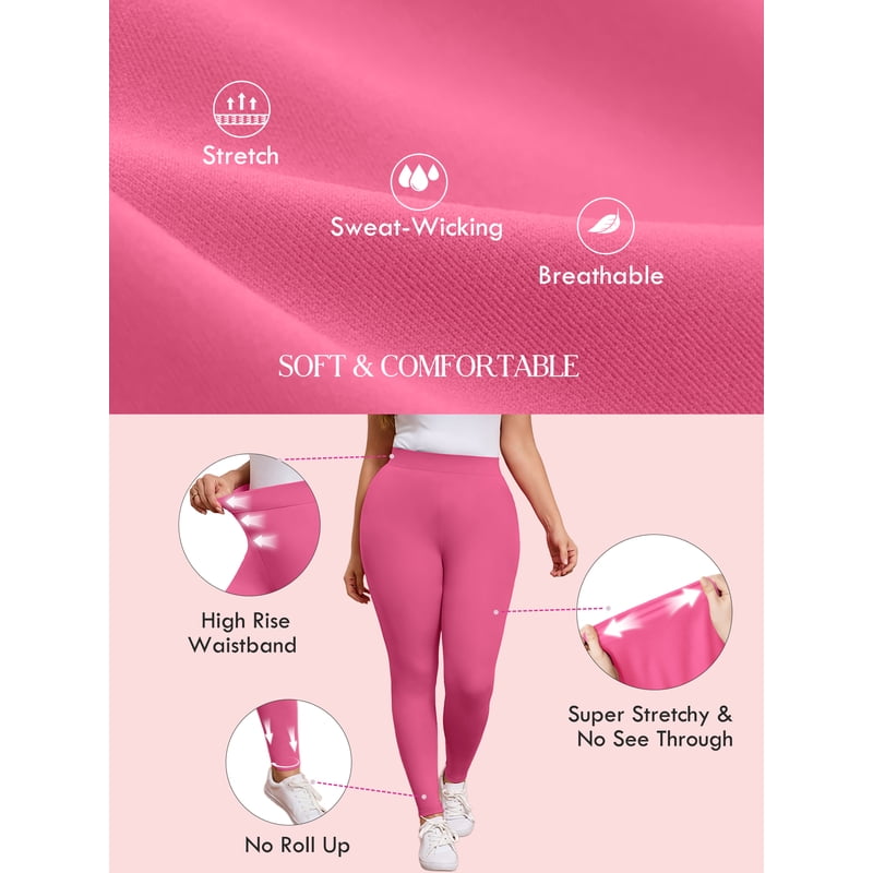 Plus Size High Waist Yoga Leggings for Women - Soft, Stretchy, Tummy Control