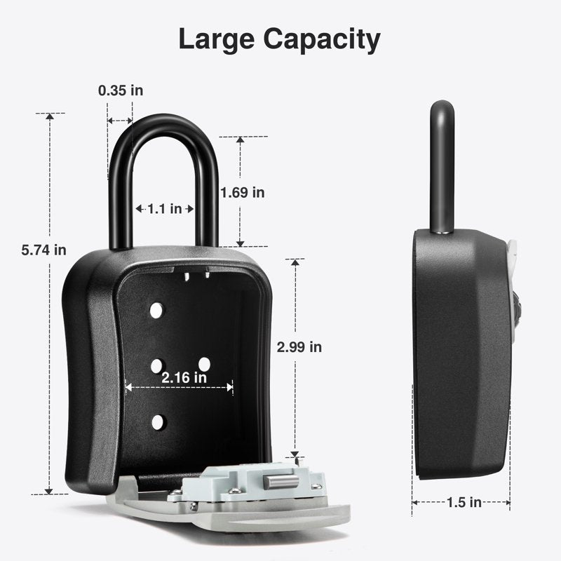 Puroma Combination Lock Box for Keys – Outdoor Wall Mount Safe, 4-Digit Code, Rust-Resistant Gray