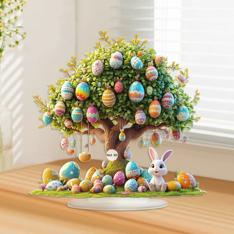Easter Tabletop Decor Tree Figurine - Indoor Outdoor Spring Festive Centerpiece