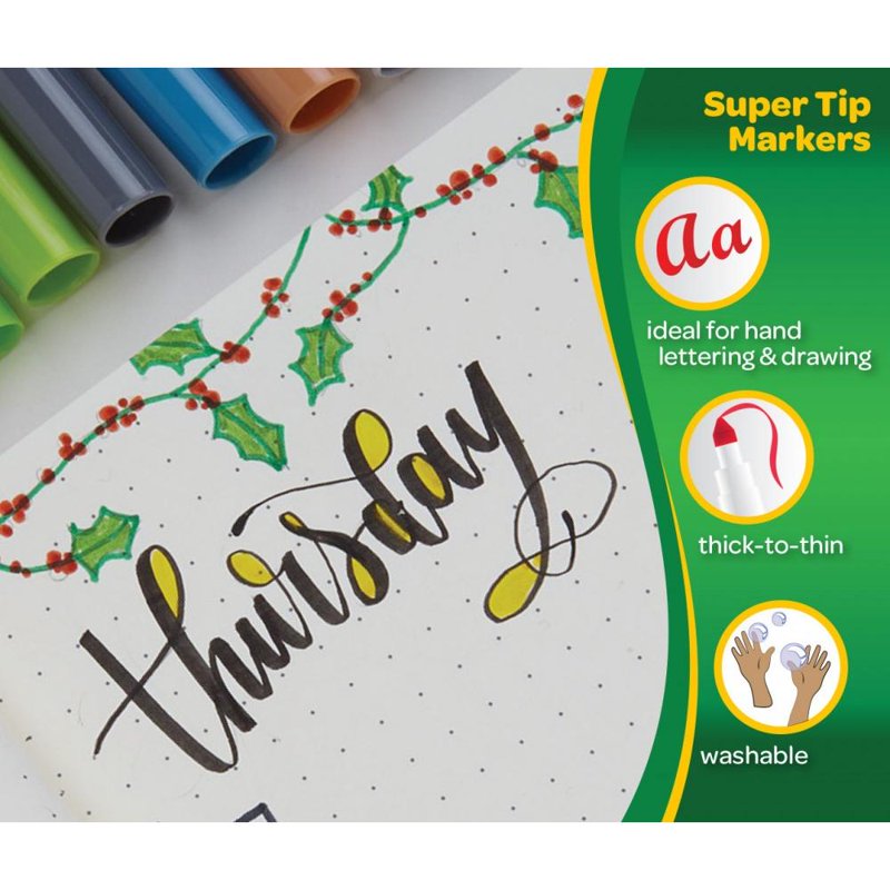 20 Pack Washable Crayola Super Tips Markers for Kids and Art Projects