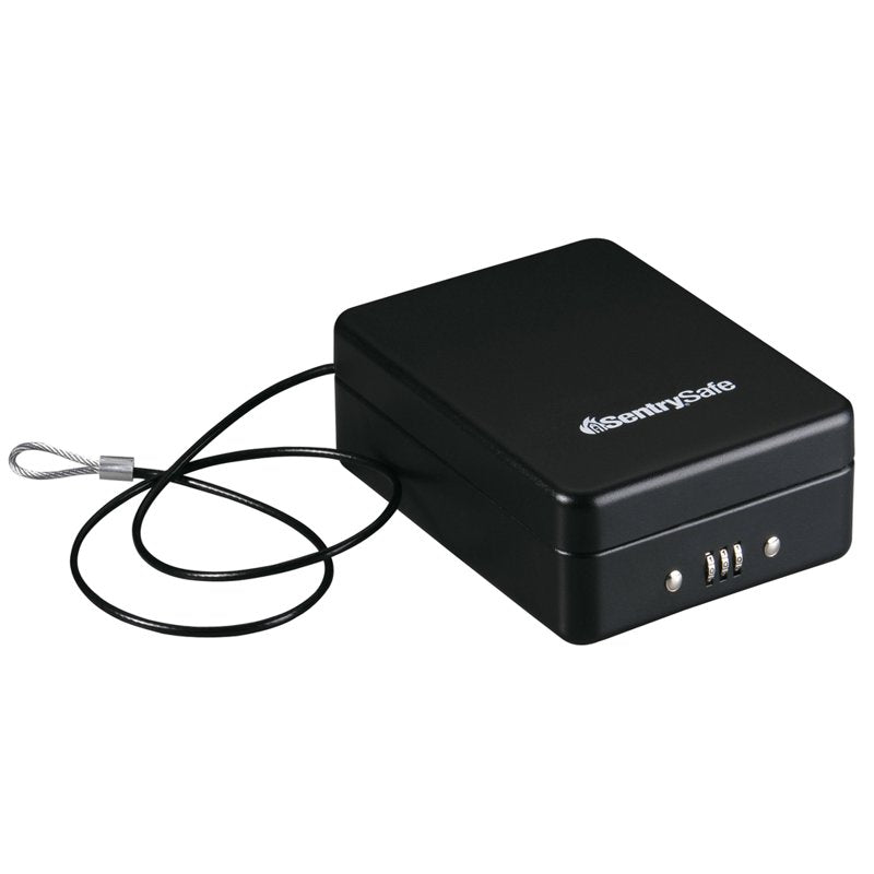 Portable Security Safe with Combination Lock, Tethering Cable, 5.9 x 8 x 2.6 Inches