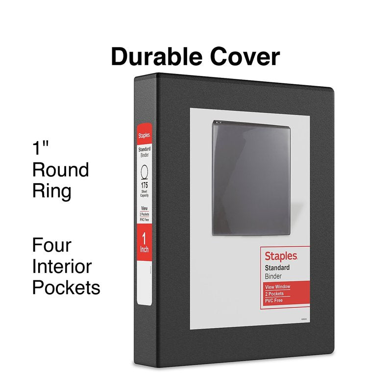 Mini View Binder with Round Rings - 1 Inch Capacity, 5.5 x 8.5 Inches, Black