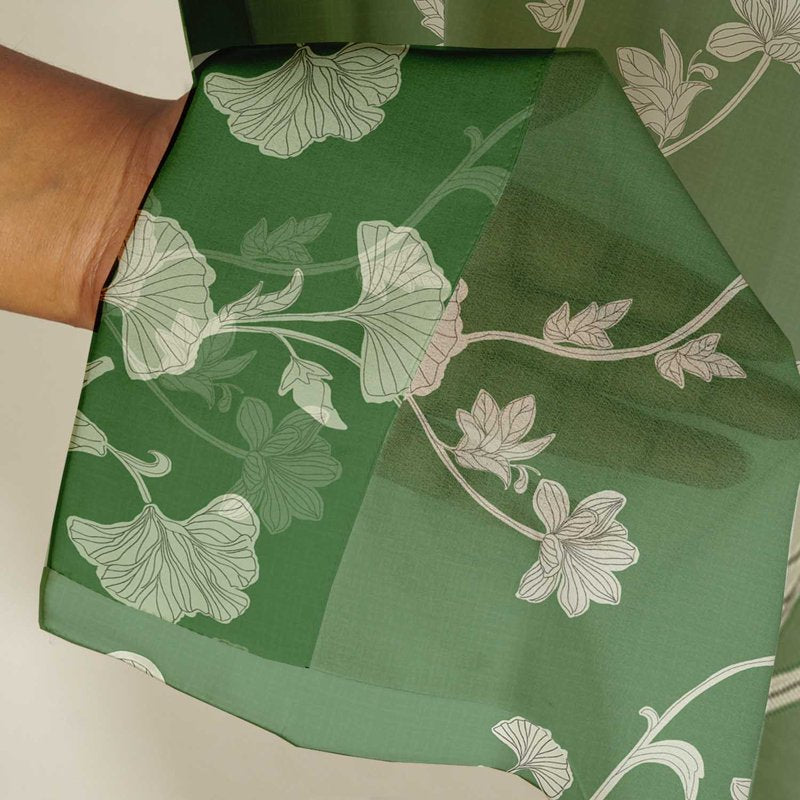 Sheer Floral Vine Window Curtains Set of 2 Light Filtering Georgette Panels