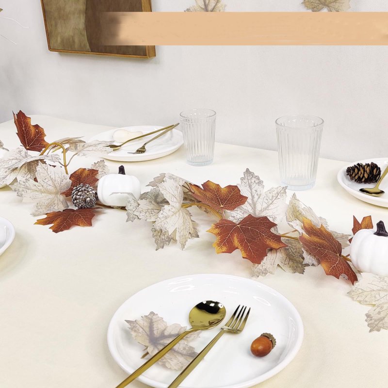 Heavy Duty Artificial Maple Leaf Garland - Fall Wreaths & Decorations for Halloween and Thanksgiving, 68 Inch Faux Vines