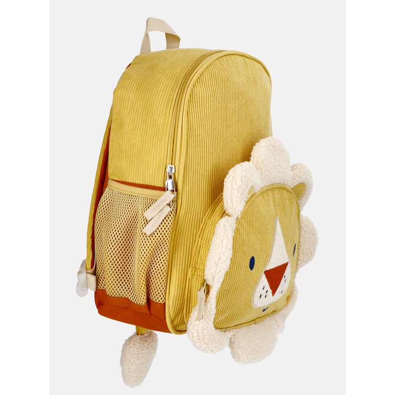 Toddler Lion Mane Backpack with Corduroy Exterior and Multiple Pockets