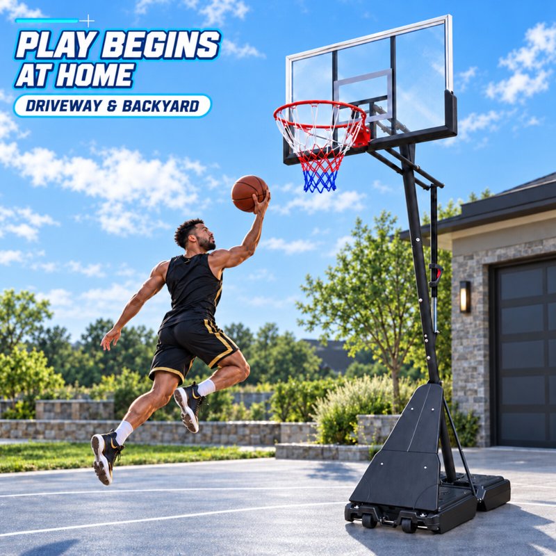 Portable Basketball Hoop System with 54 Inch Polycarbonate Backboard