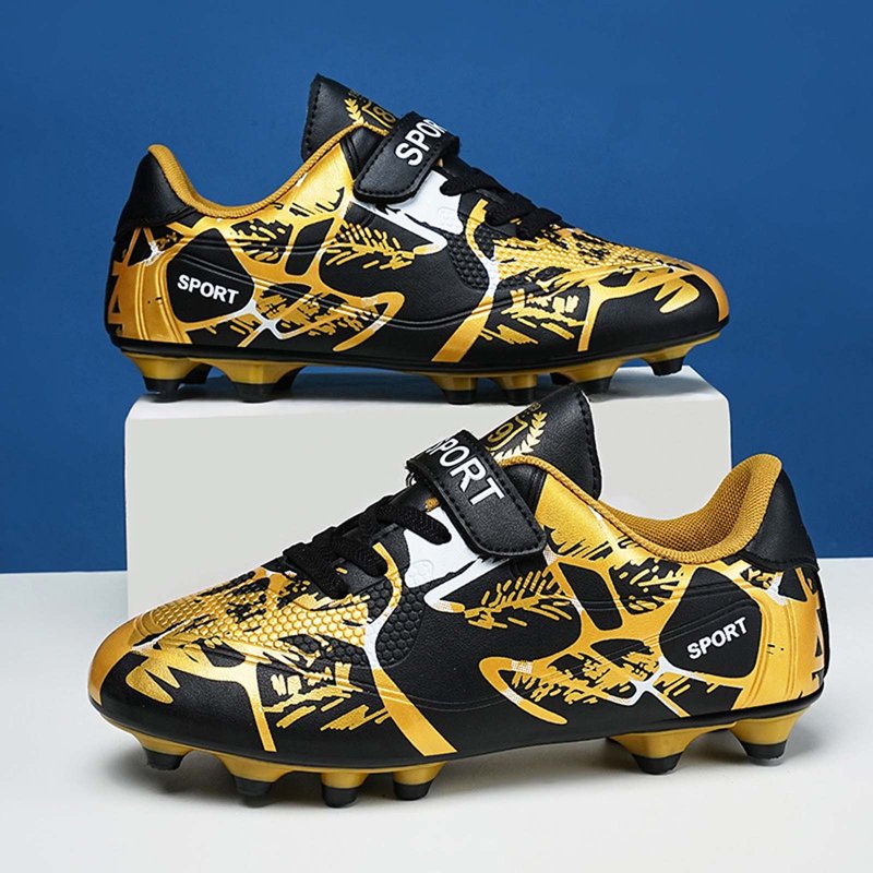 MEZZALL Boys Football Cleats - Firm Ground Shoes 12-12.5 Years (Gold 68) Traction
