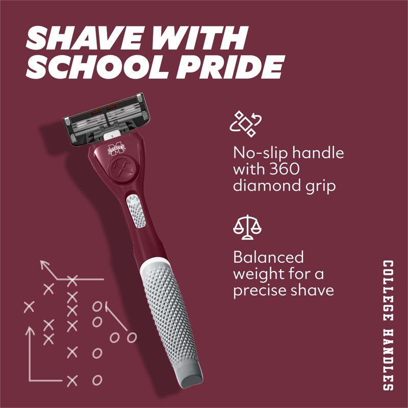 College 6-Blade Razor Starter Set with Custom Team Colors - Grooming Kit