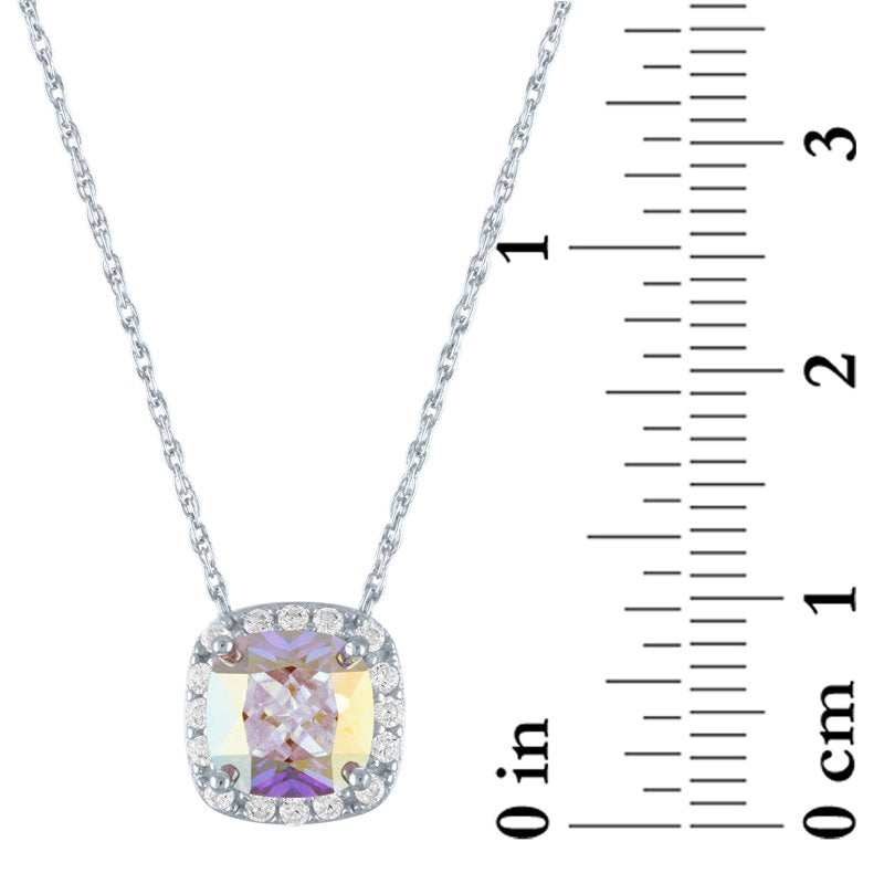 Sterling Silver Aurora Borealis Pendant Necklace 18 Inch