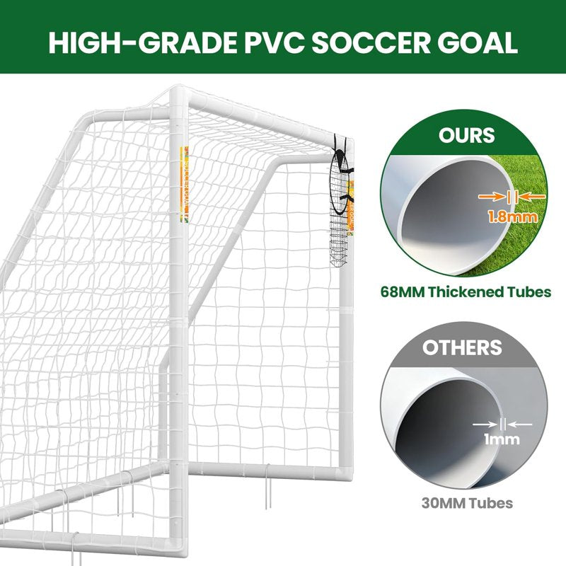 ABORON 10' x 6.5' Foldable Soccer Goal with Net – HPVC Frame, Backyard Training (White) Variation: PVC-Foldable