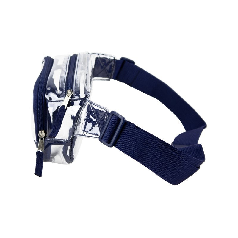Unisex Adjustable Waist Fanny Pack with Transparent Blue or Red Panel