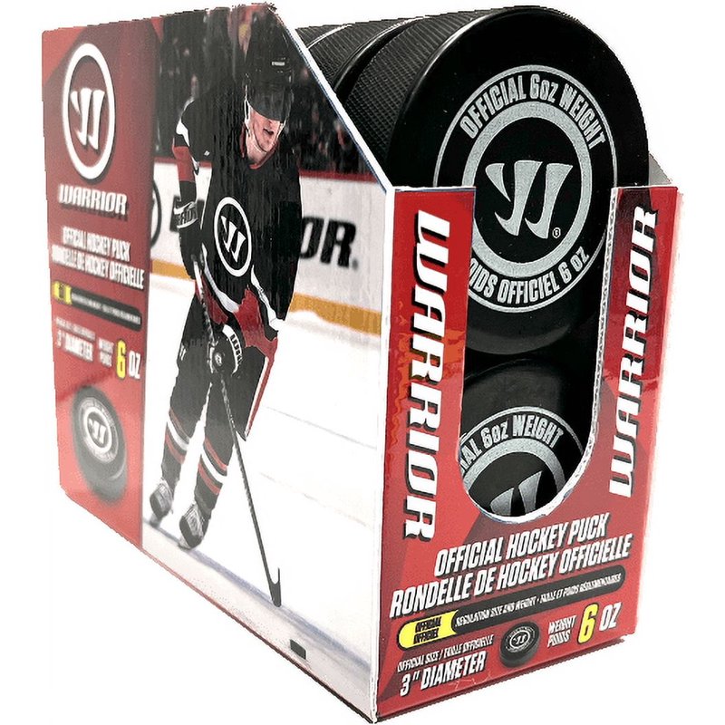 Hockey Puck 6oz Black Rubber for Ice Hockey - Pack of 6, 12 or 18