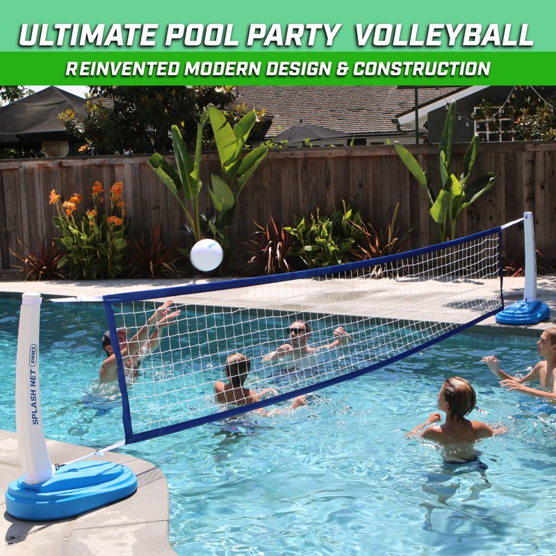 Pool Volleyball Net Set with 2 Water Balls - Adjustable Water Volleyball Game