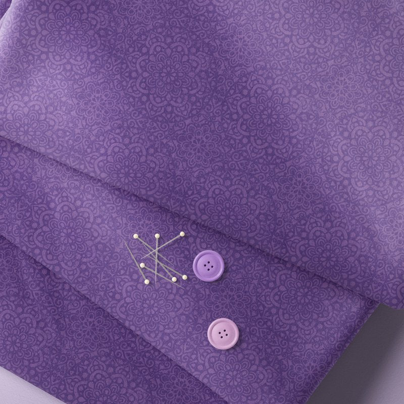 Lavender Cotton Quilt Fabric by the Yard - Waverly Amadora Medallion 44" Wide