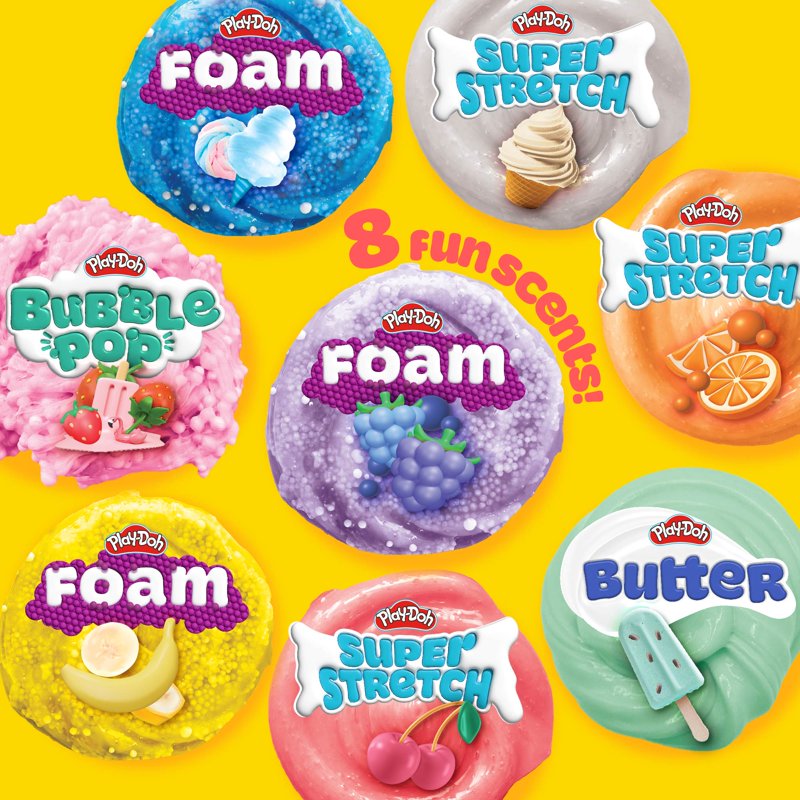 Play-Doh Retro Diner 8-Color Sensory Playset with Bubble Pop, Super Stretch & Foam Compounds