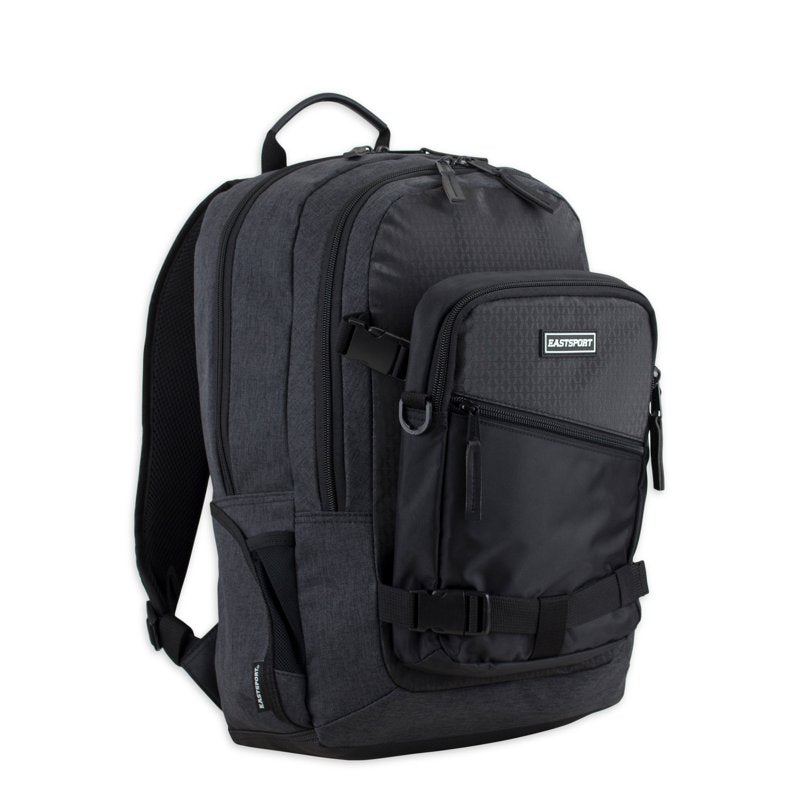 Unisex Travel Backpack with Removable Shoulder Bag - Black