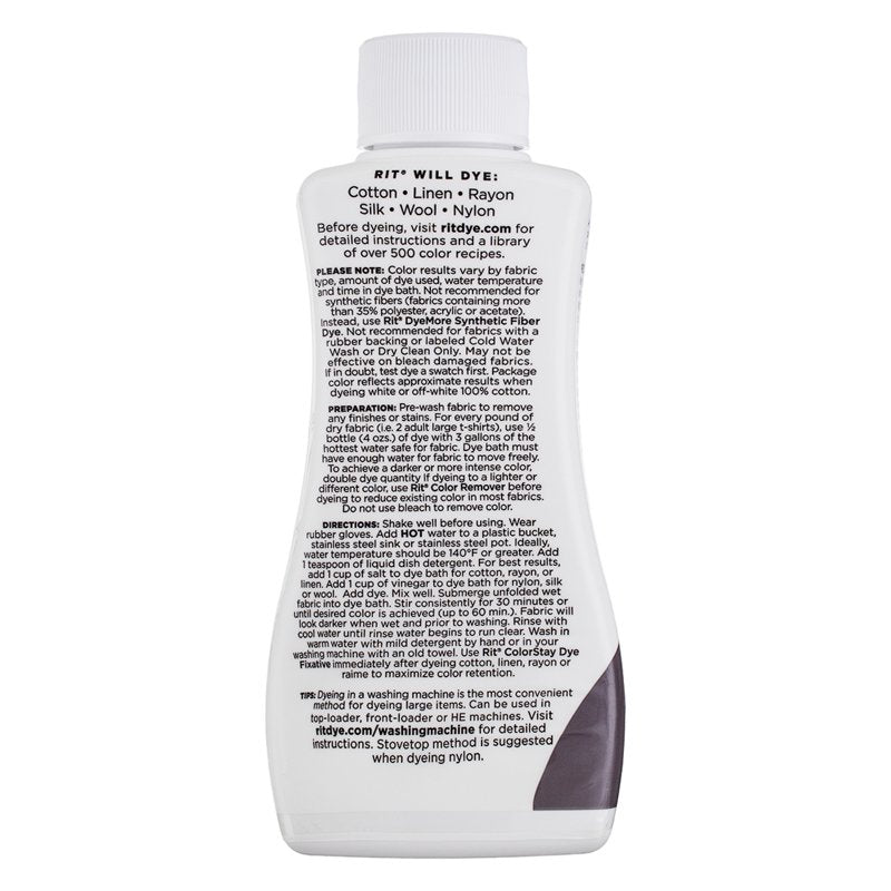 All-Purpose Liquid Fabric Dye - Charcoal Grey, 8 oz for Textile & Household Use