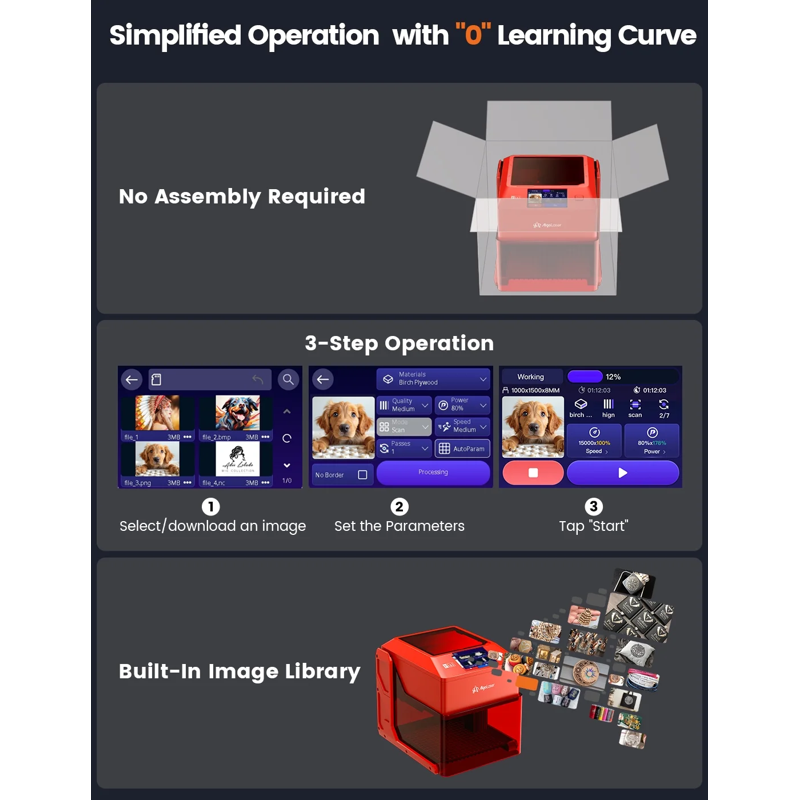Portable Laser Engraver Machine with 3.5-inch Touchscreen - 10W for Wood Metal Glass
