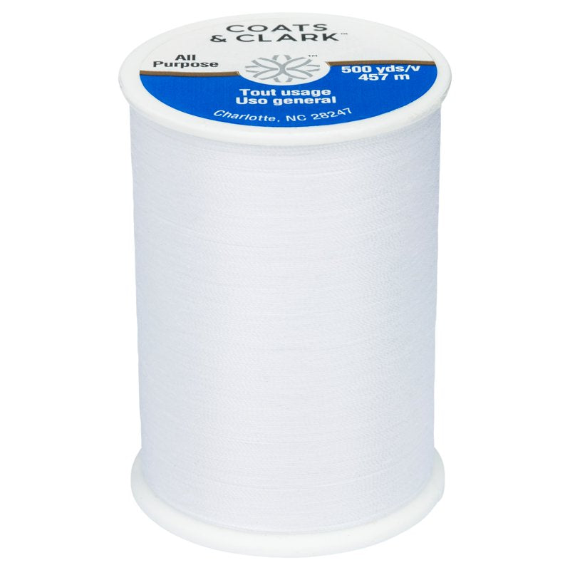 All-Purpose White Polyester Thread 6-Pack - 500 Yards for Sewing