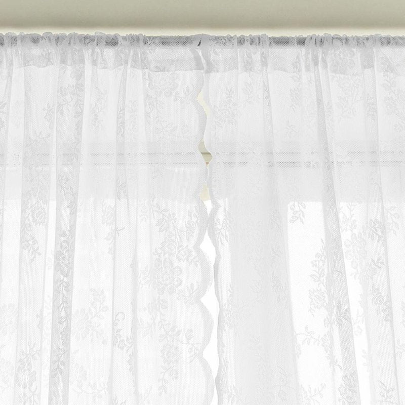 Lightweight Floral Lace Curtains for Living Room - 2 Panel Sheer Window Drapes