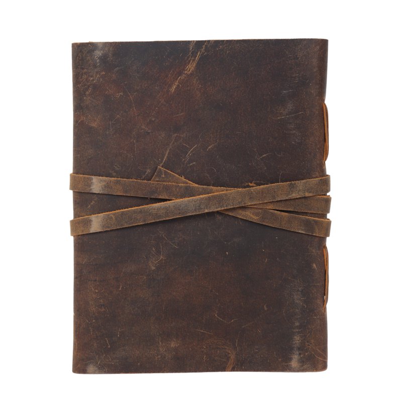 Leather Journal Notebook - Handmade Unlined Writing Pad 8x6 Inches for Artists & Travelers