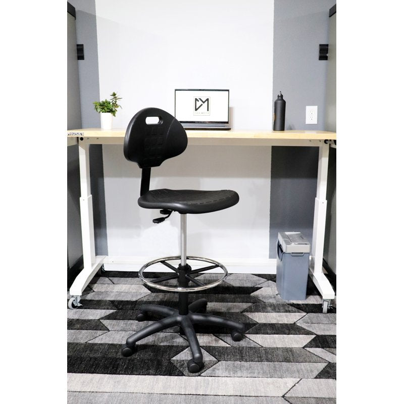 Tall Drafting Stool with Footring - Adjustable Polyurethane Ergonomic Chair