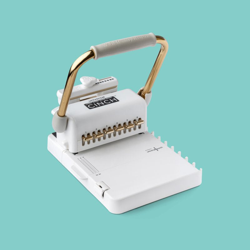 Universal Cinch Binding Tool for Journals Planners Crafts Gold & White