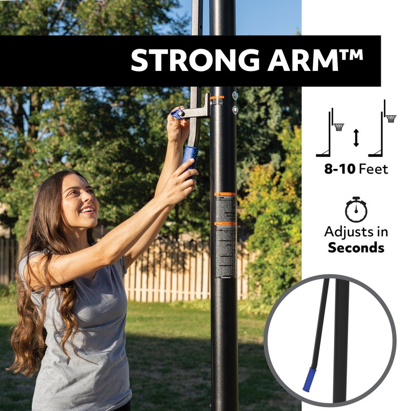 Portable 48-Inch Shatterproof Basketball Hoop with Adjustable Height and Slam-It Rim