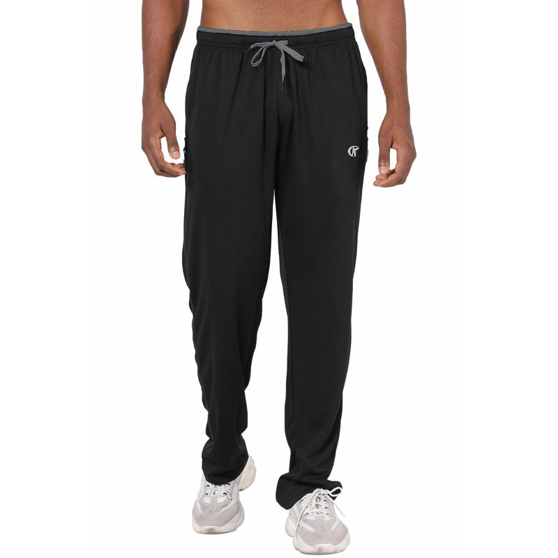 Men's Athletic Mesh Running Pants with Pockets - Open Bottom Fitness Sweatpants