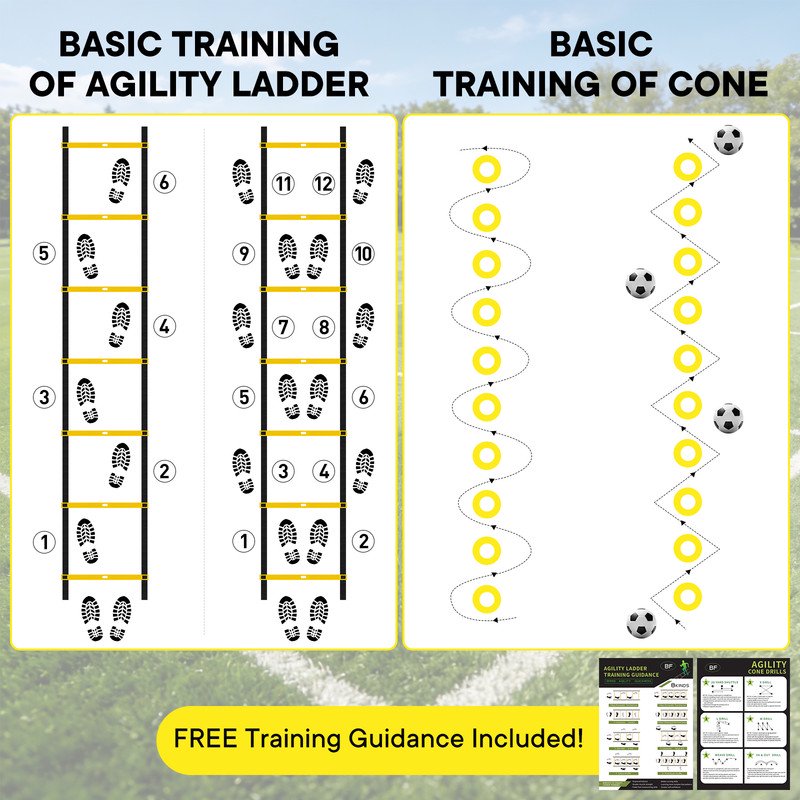 Agility Ladder Training Set with Speed Parachute Hurdles Cones Jump Rope for Sports