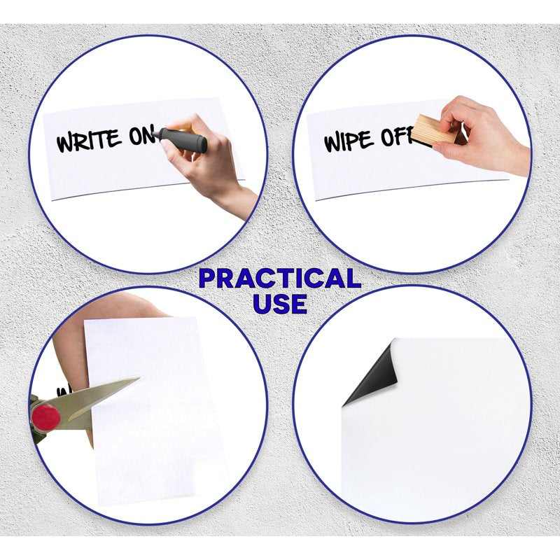 Flexible Dry Erase Magnetic Roll - White Write & Wipe Surface, Custom Sizes