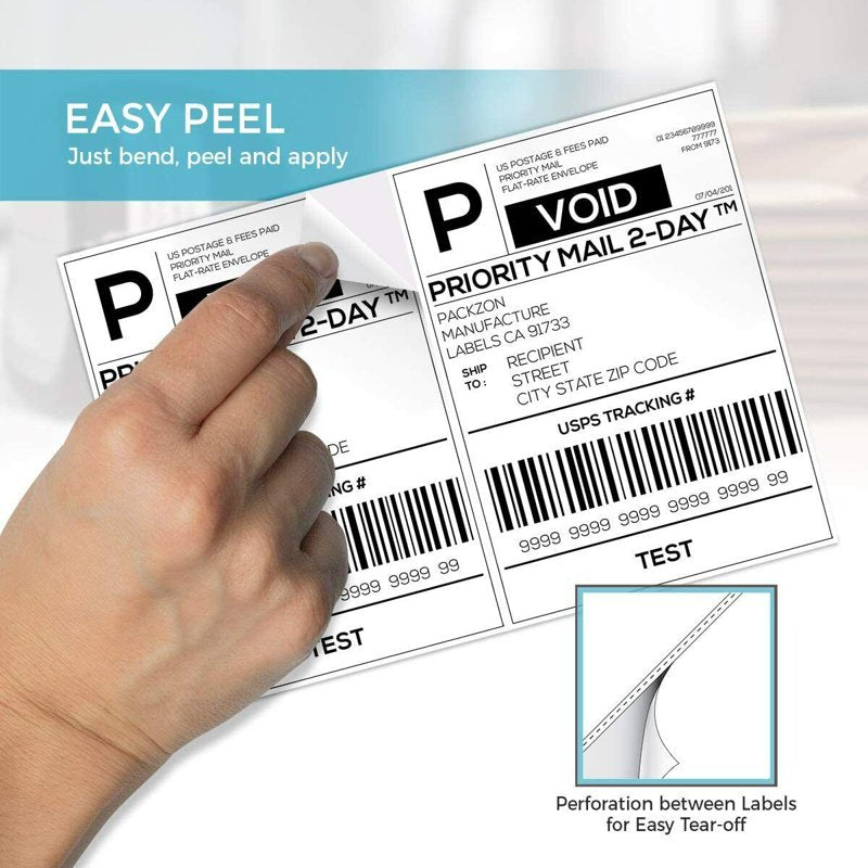 4000 Shipping Labels 8.5 x 5.5 Half Sheet Waterproof Adhesive for Laser & Inkjet Printers