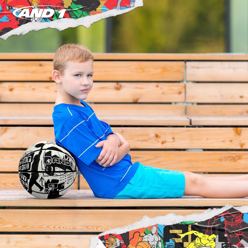 Youth Rubber Basketball with Pump - Indoor & Outdoor 27.5 Inch Size 5