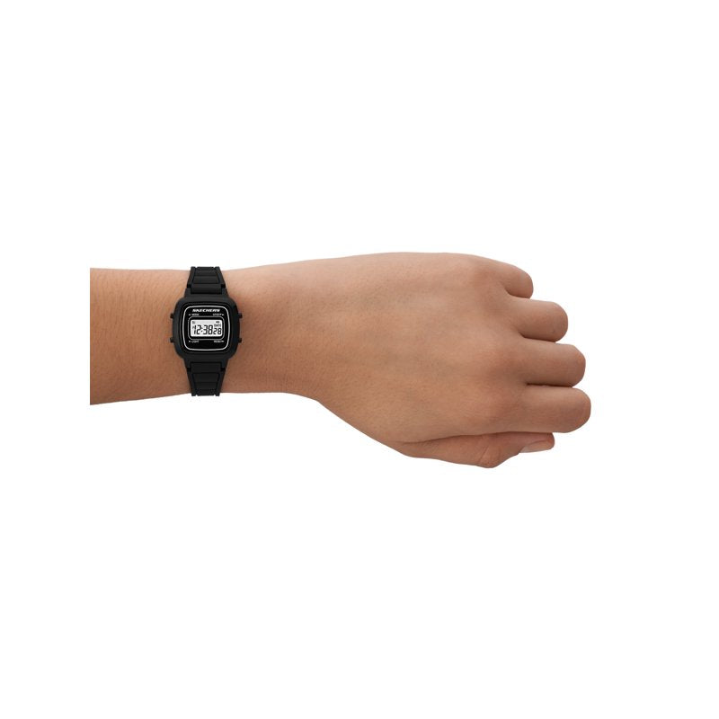 Digital Wristwatch for Women - Slim Black Sport Watch with Water Resistance