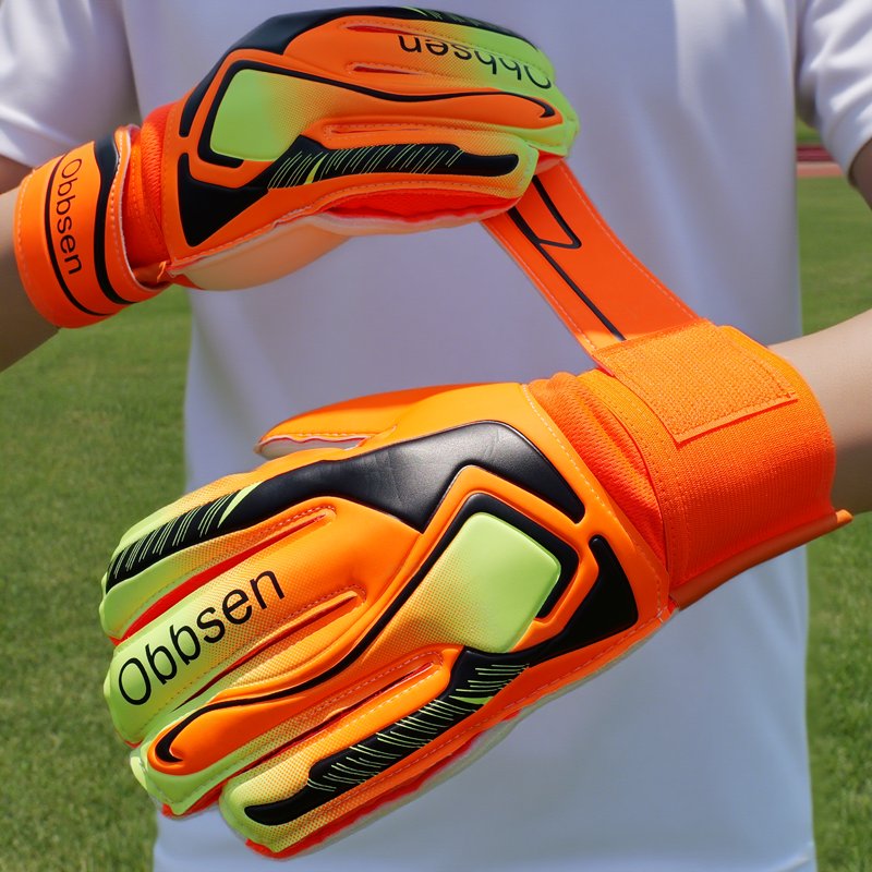 Obbsen Youth & Adults Goalie Gloves with Finger Protection - Neon Orange Flare (Size 6) Soccer Goalkeeper Gloves