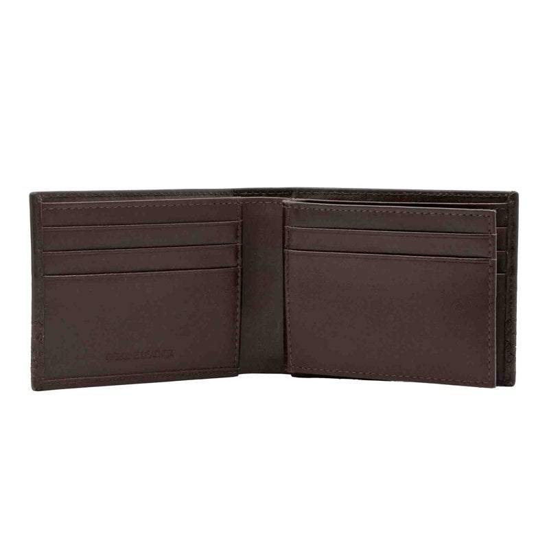 Men's Bifold Leather Wallet with Basket Weave Pattern - Western Style
