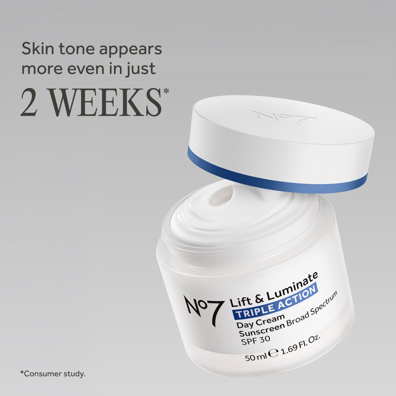 No7 Lift & Luminate Day Cream SPF 30 - Brightening Anti-Aging Moisturizer 1.69 fl oz