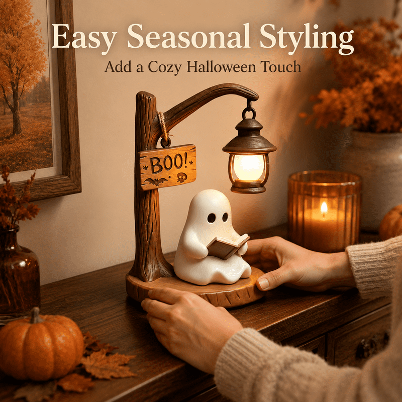 Halloween Ghost Reading Night Light - 3D Resin Spooky Desk Lamp, Warm Glow, Indoor Decoration, Party Gift
